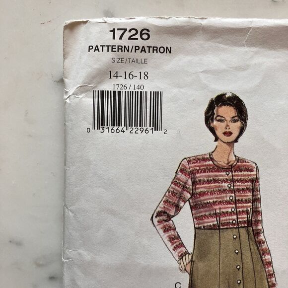 Uncut Vogue 1726 Women’s Dress Pattern Sizes 14, 16 Or 18 Multiple Styles - Picture 6 of 6